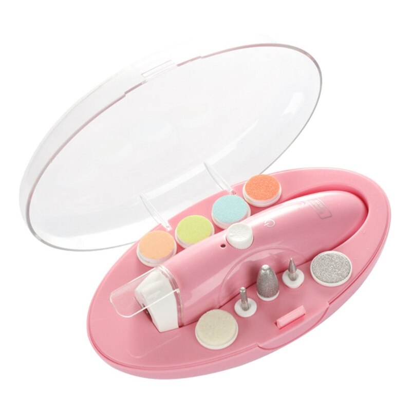 9 In 1 Multifunctionele Baby Nagelvijl Elektrische Baby Care Kit Vervanging Heads Voor Peuter En Volwassen Met Licht: Pink