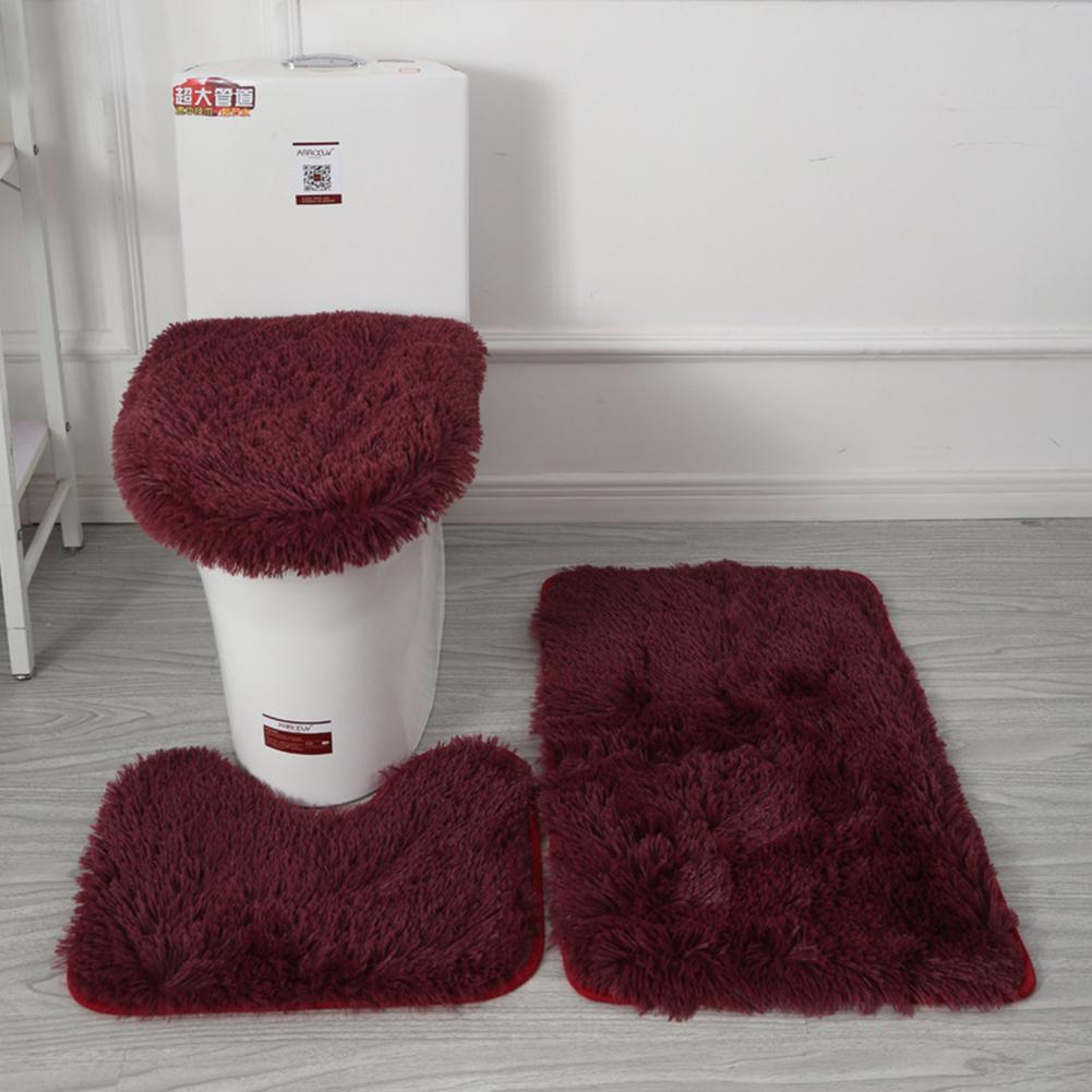 3 Stks/set Kleur Badkamer Mat Set Rechthoek Pluizige Haren Bad Tapijten Moderne Wc Deksel Cover Tapijten Kit Badkamer Accessoires