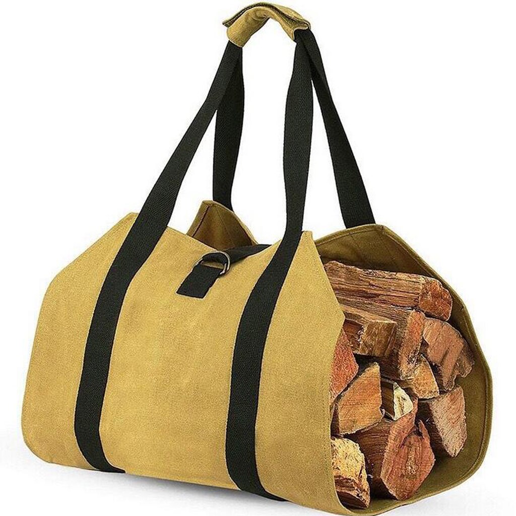 Strong Canvas Firewood Carrier Log Carrier Holder Wood Carry Bag