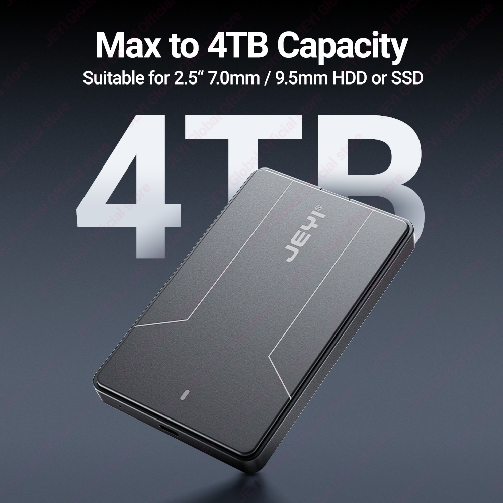 JEYI 2.5 inch External Hard Drive Enclosure Type C 3.1 to SATA III for 7mm and 9.5mm SATA HDD SSD Tool Free [UASP Supported]