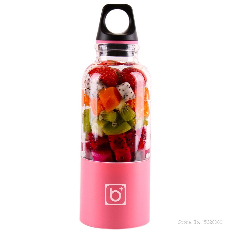500ml mini bærbar elektrisk frugtjuicer blender usb genopladelig smoothie maker maskine sportsflaske saftkop: Lyserød