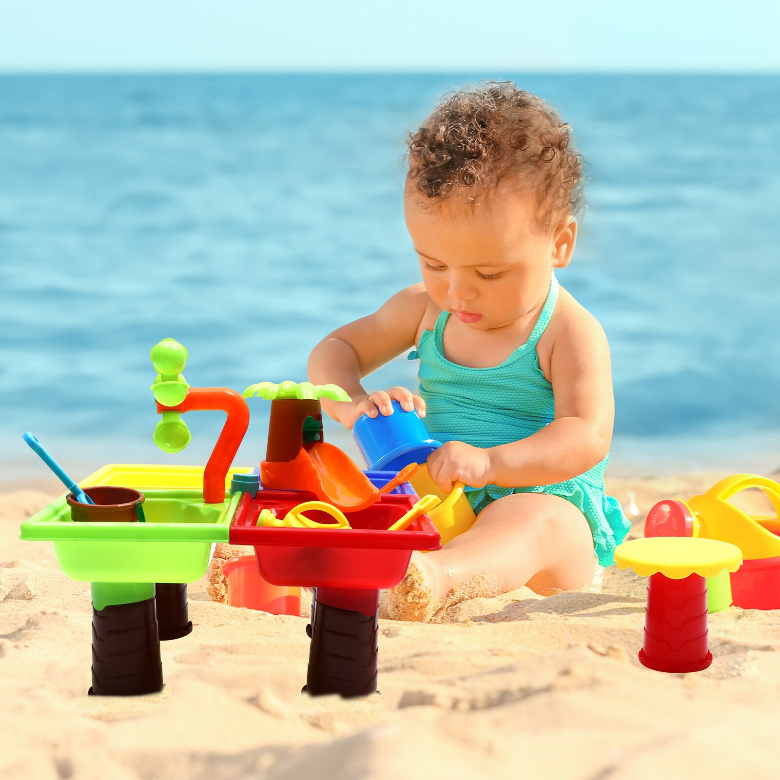 1 Set Children Beach Table Toys Assembling Sand Table Funny Sand Playing