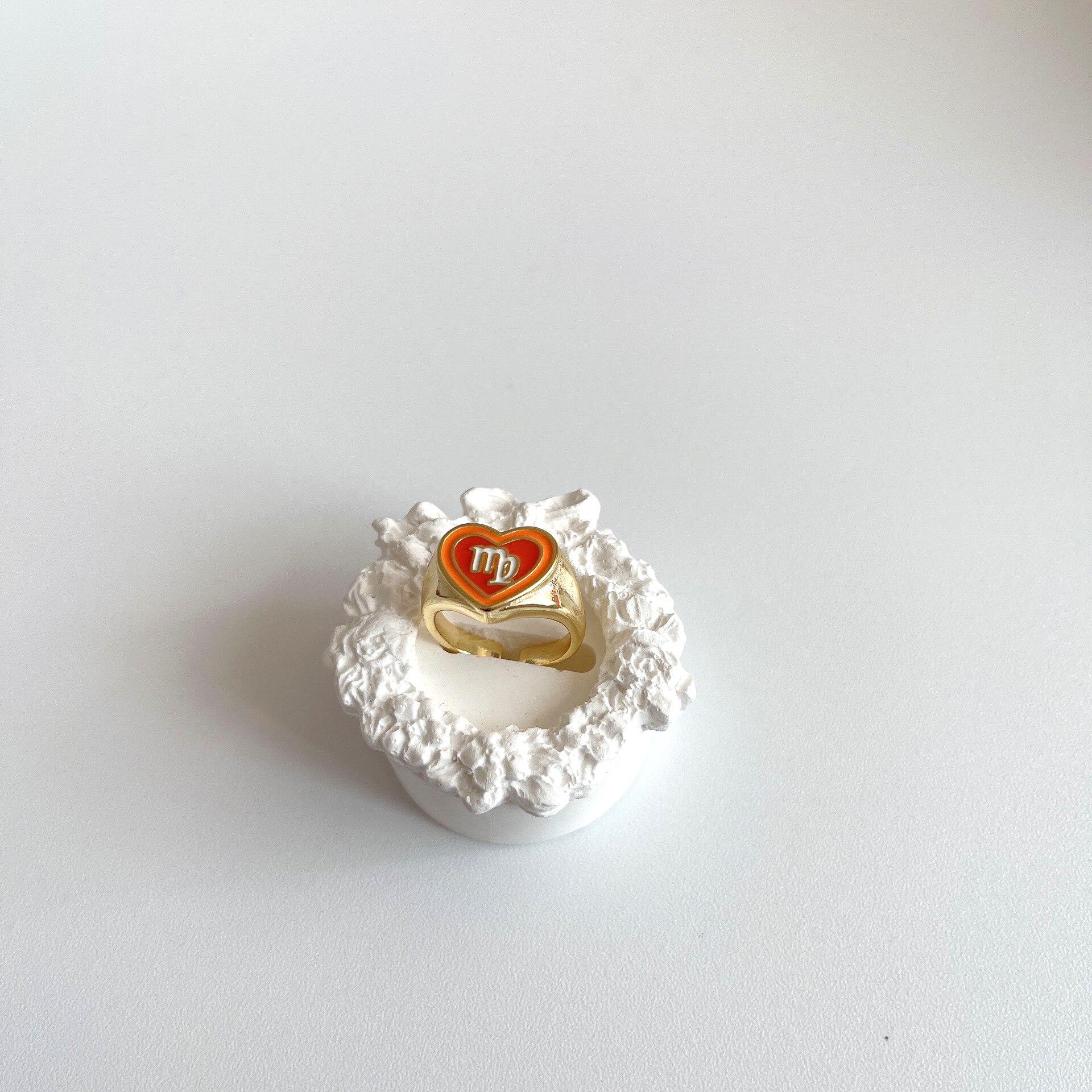 12 Constellation Liefde Ringen Voor Vrouwen Statement Epoxy Dubbele Hart Open Ring Meisje Olie Eenvoudige Ins Ring Party sieraden: Virgo