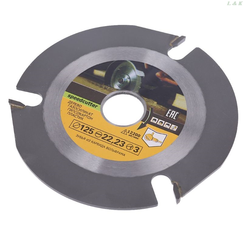Woodworking Blade for Angle Grinder Disc for Wood Carving Cutting Shaping with 3 Teeth 7/8'' Arbor 5 Inch 125mm