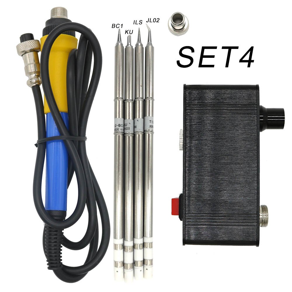 STC-OLED MINI T12-942 Soldeerbout station Soldeer Elektrische Gereedschap Lassen Iron Tips Temperatuur Controller Met 907 Handvat: SET4 / Blue handle