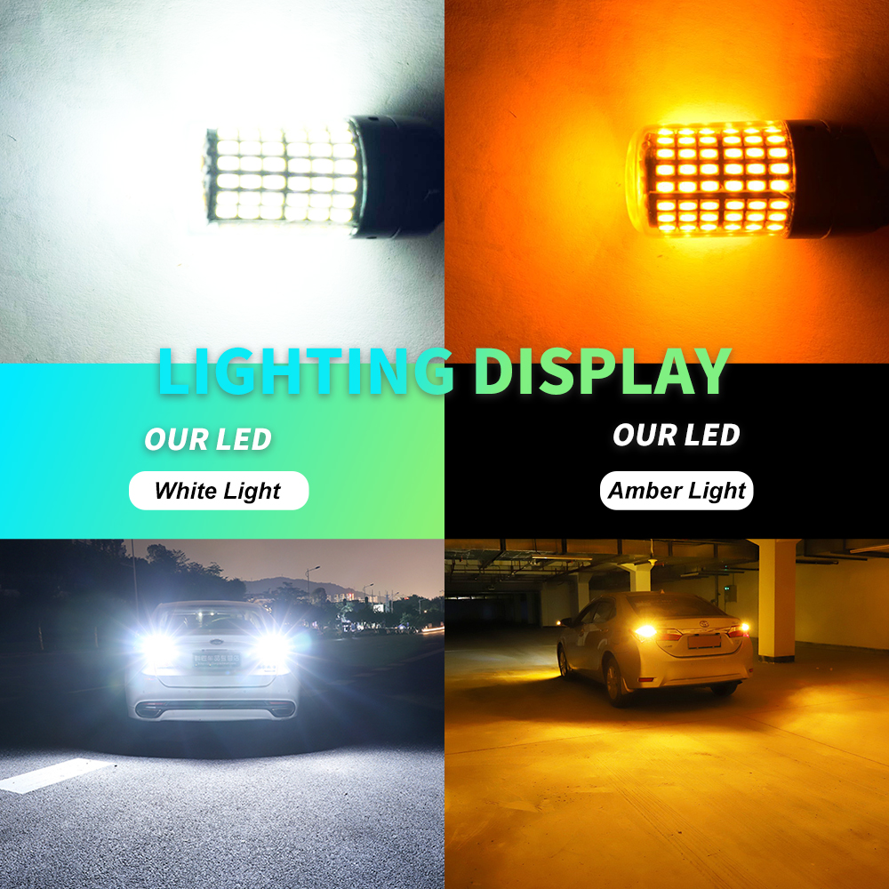 2x P21W PY21W bombilla LED para coche Ba15s 1156 Bau15s T20 WY21W W21W 7443 luz de señal LED de alta potencia Canbus sin error lámpara de marcha atrás automática