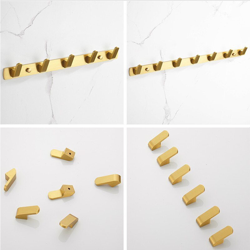 Geborsteld goud massief aluminium rij haak badjashaak zware wandgemonteerde handdoekhaak keukenmuur deur badkamerhaak