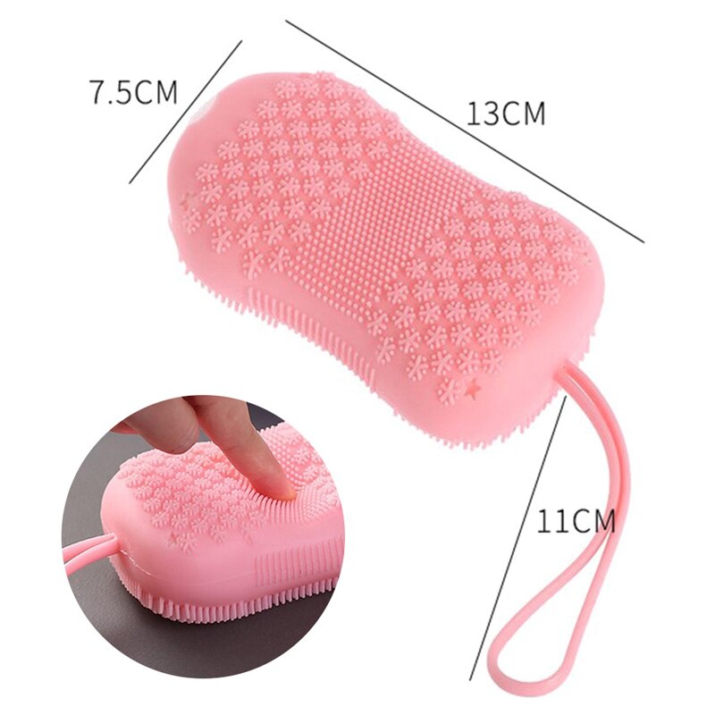 Silikon badborste dusch bubbelskrubb svampborste badrumsrengöring massageborste för att skrubba tillbaka kroppsduschtillbehör