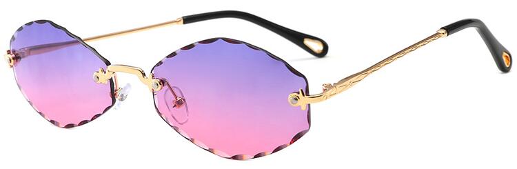 Populaire Kleine Randloze Zonnebril Dames Luxe 90 S Vintage Paars Ovale Zonnebril Man Oculos De Sol: C3 purple pink