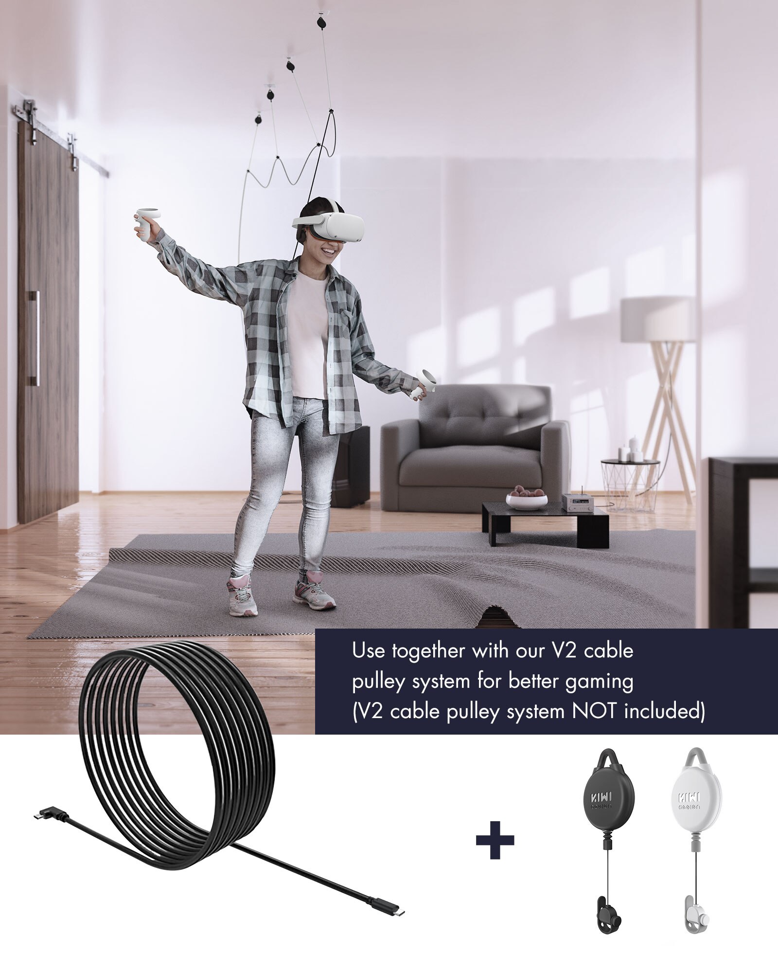 KIWI Oculus Quest/ Quest 2-cable USB 3,0, transferencia de datos de alta velocidad, 10 pies, 3M, tipo C