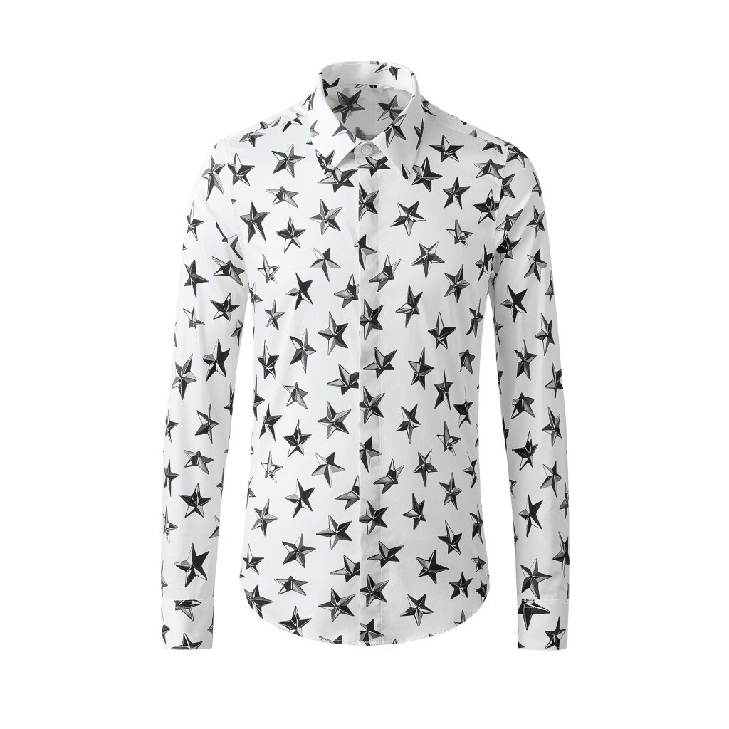 Chemises homme noir et blanc, imprimé pentagramme 3d , chemises habillées homme coupe slim, chemises homme grande taille 4xl: Blanc / 4xl