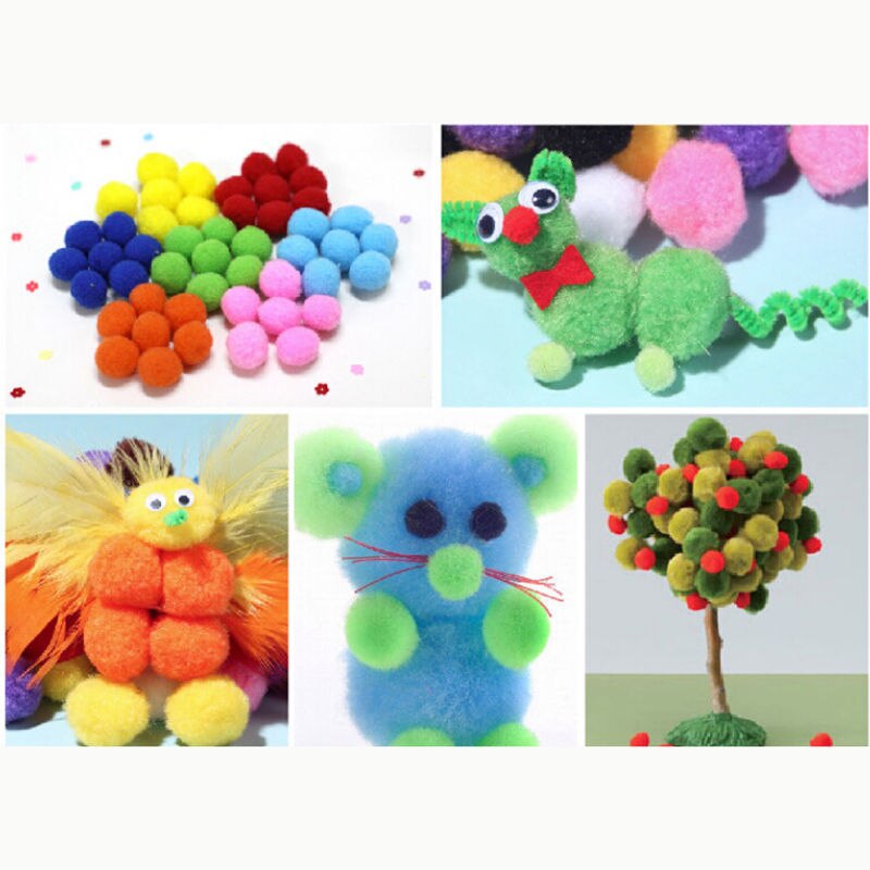 1000Pcs/lot 10mm Mixed Color Soft Fluffy Pom Pom For Kids Crafts Round Shaped Pompom