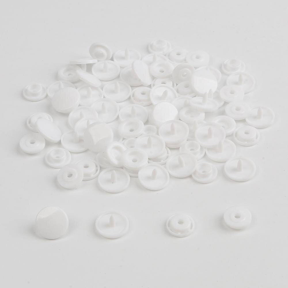 Tryckknapp tång knapp 150 set  t5 mix plast harts knappar 12mm tryck kläde knapp press maskin sömnad verktyg tillbehör: Vit 150 st