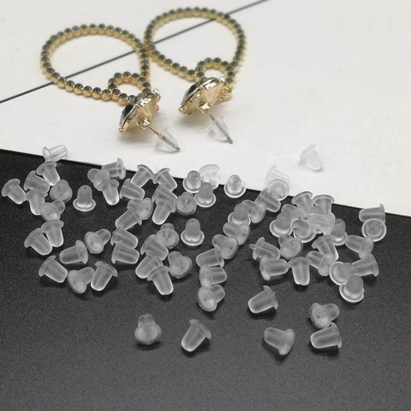 200pcs Silicone Rubber Earring Clasp Transparent Ear Nut Plugging Earrings DIY Jewelry Accessories Materials Anti-allergic