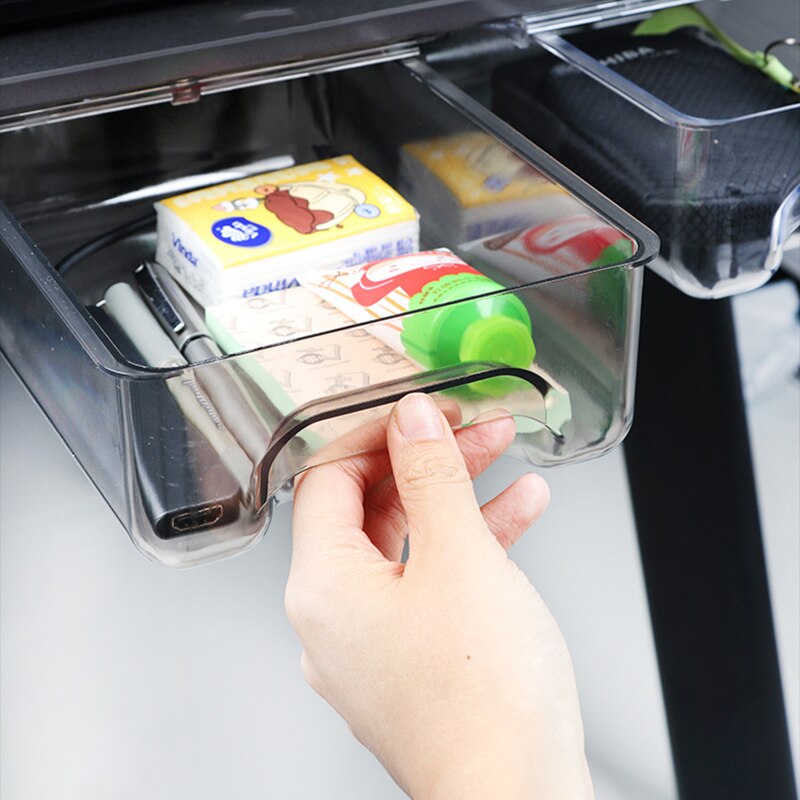 Under Desk Drawer Organizer Transparent Table Storage Box for Stationery Cosmetic Pen Box Pencil Tray Office Hidden Organizer