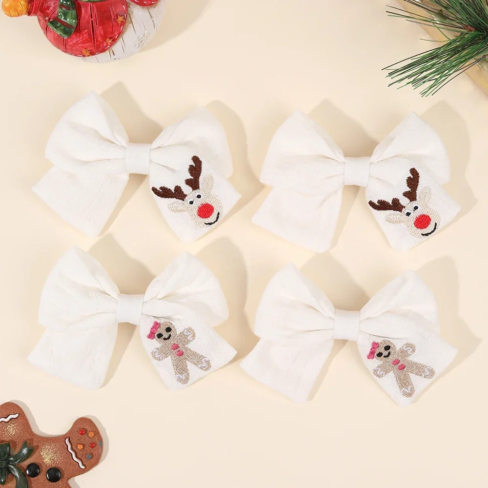 Oaoleer, 2 uds., pinzas para el cabello con lazos bordados para niñas, horquillas con lazo de alce y girasol, pasadores para niños, accesorios coreanos para el cabello