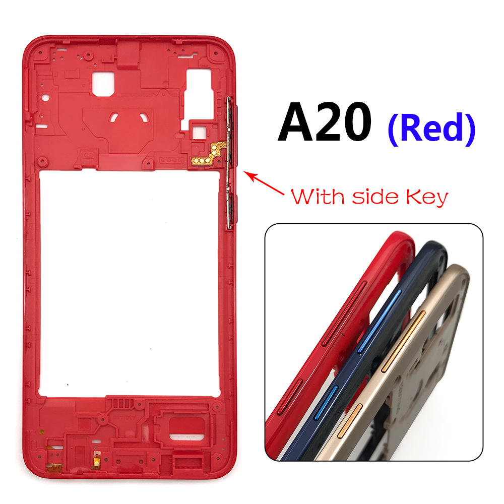 Per Samsung Galaxy A20S A30S custodia cornice centrale + tasti laterali pulsanti di accensione e Volume sostituzione per Samsung A50S A20 A70: A20 Red