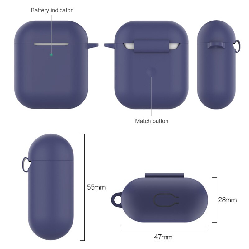 Silikonowe słuchawki etui na Airpods 2. Bezprzewodowe słuchawki pokrowiec ochronny na Apple Airpods2 Air Pods 2 etui z haczykiem