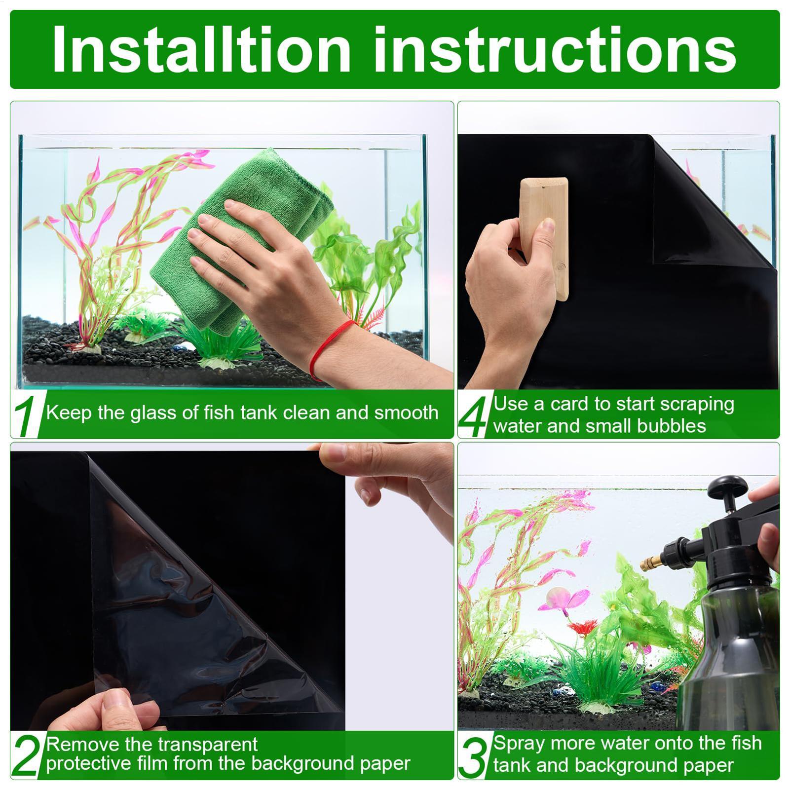 Fondo de acuario estático, telón de fondo negro para acuario, decoraciones de papel tapiz para acuario, fondo de acuario sin costuras para peces, 1 ud.