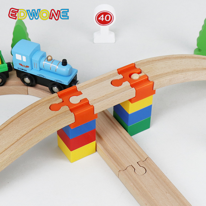 Wooden Train Tracks Adapters Accessories Building Blocks Universal Connectors fit for All Wooden Tracks Toys for Kids