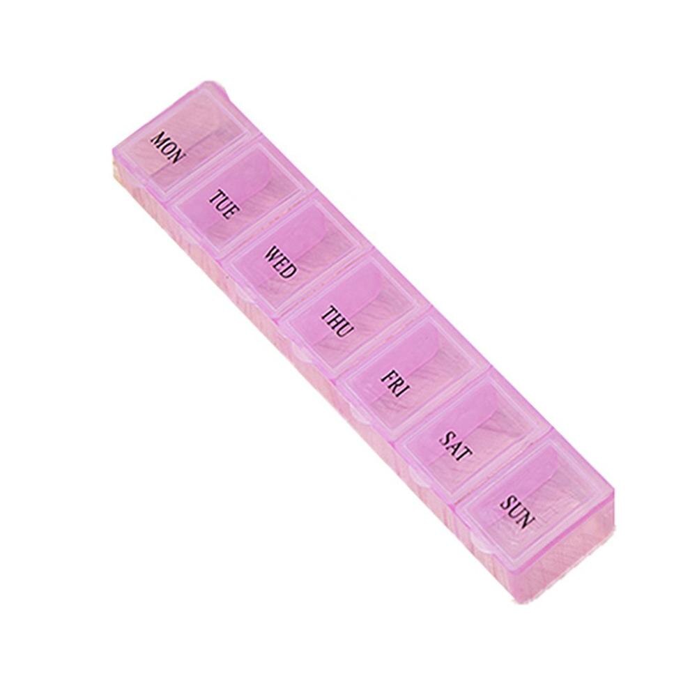 3 farve 7 dage ugentlig pille medicin æske tablet holder opbevaring organizer container taske pille æske splitter: Lyserød