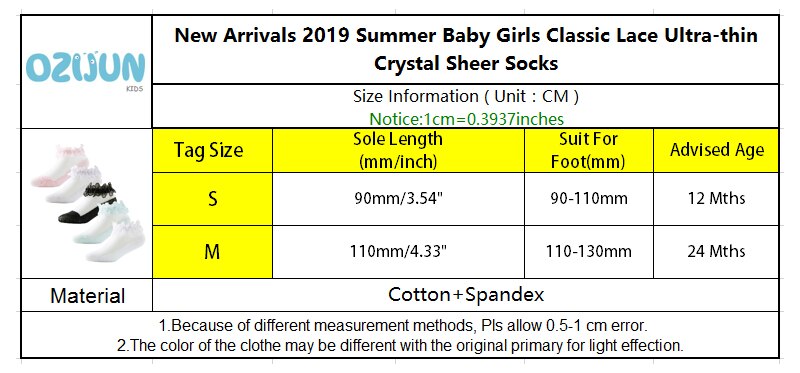 Ankomster vår sommar baby flickor spetsstrumpor ultratunna spetsar osynliga strumpor prinsessa kristall skira strumpor 0-2y