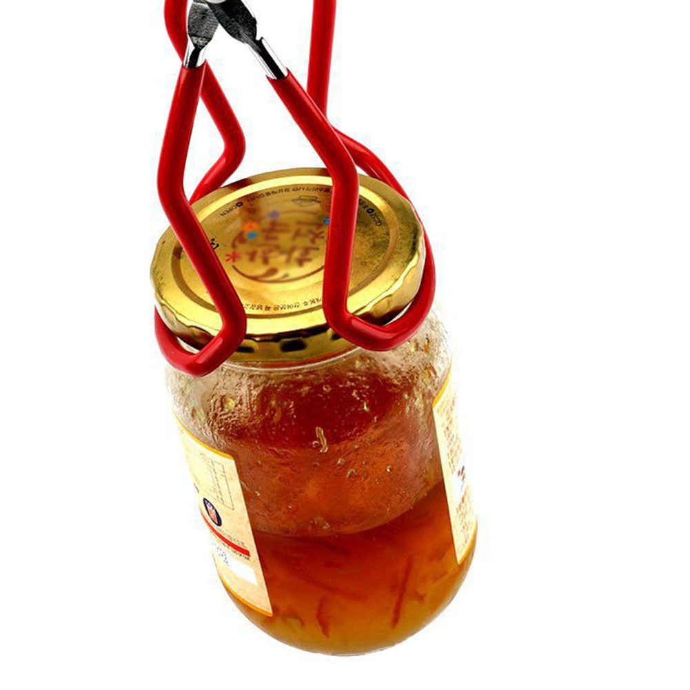 Canning Jar Lifter with Grip Handle Stainless Steel Can Lifter Tongs Jar Clip Heat Resistance Anti-clip Mason Jar Glass Lifter