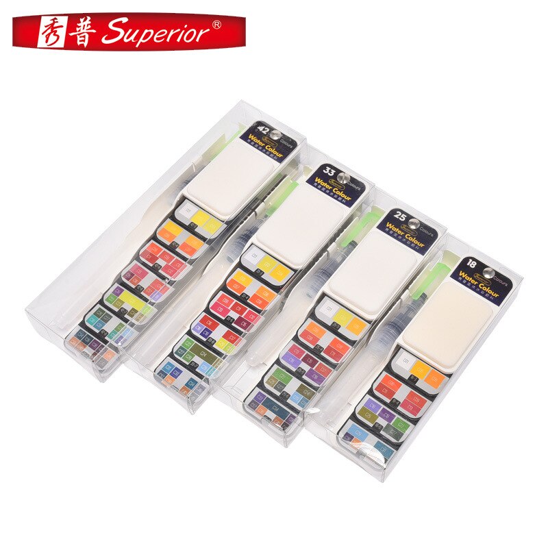 Art Supplies Transparent Solid Watercolor Paint Set Fan-shaped Collapsible Water Color Pigment