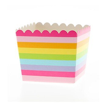 12 stuks kleurrijke regenboogstrepen popcorndoos snoep snack gunsten bruiloftszakken kinderfilmdozen verjaardagsfeestje gunsten benodigdheden