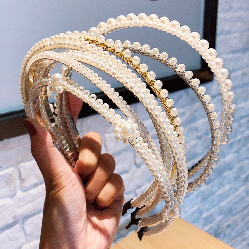 Handgemachte Perlen Perle Stirnband für Frauen Drücken Haar Schnalle Winkel Stirnband Hochzeit Kopfschmuck Haar Zubehör Schmuck