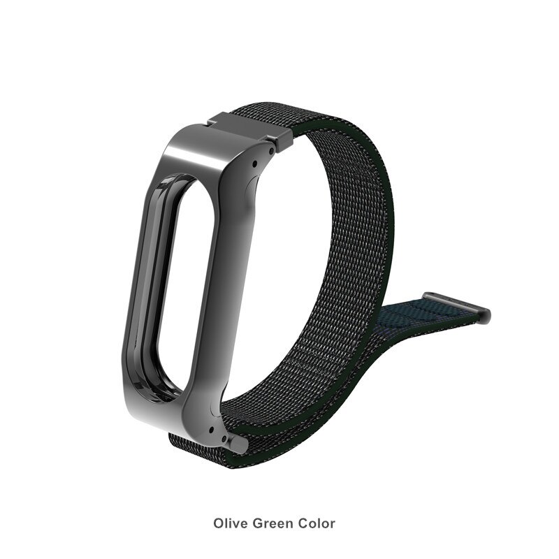 Mi Band 2 Strap Nylon Loop For Xiaomi Mi Band 2 Bracelet Miband 2 OLED Strap Wristband: Olive Green Color