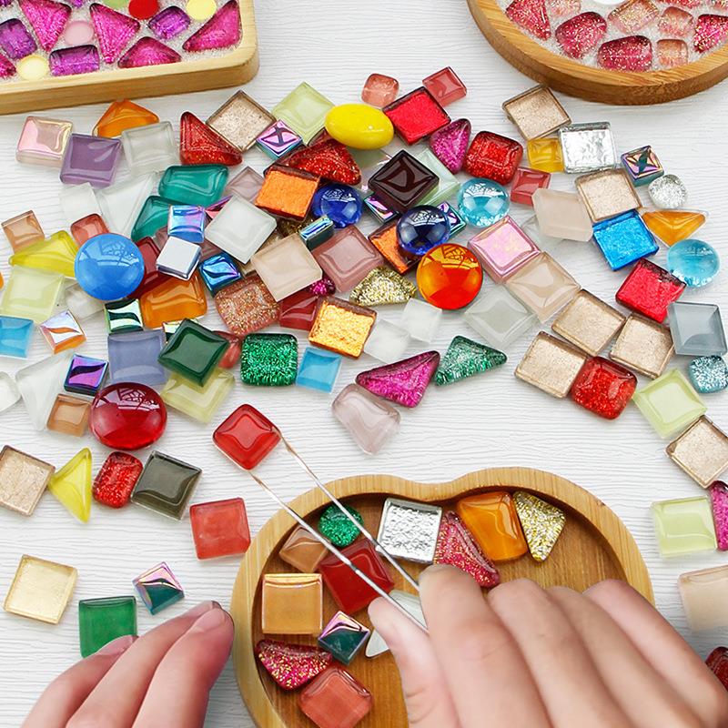 funkeln Kristall Mosaik Unregelmäßig Geformte Mosaik Steine DIY Stein Fragmente Gemischt Farbe Mosaik Handwerk Dekor
