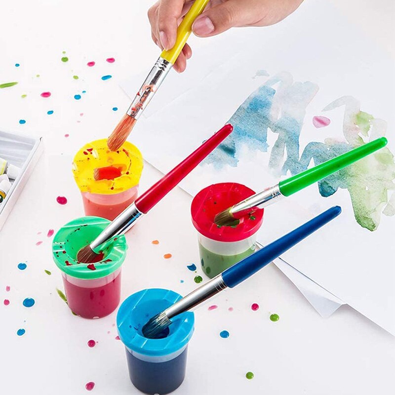 Kid's Paint Supply Art Set, Paint Cups, Paint Brush Tool Brushes, Kids Art Smocks and Paint Palettes 22 Pack