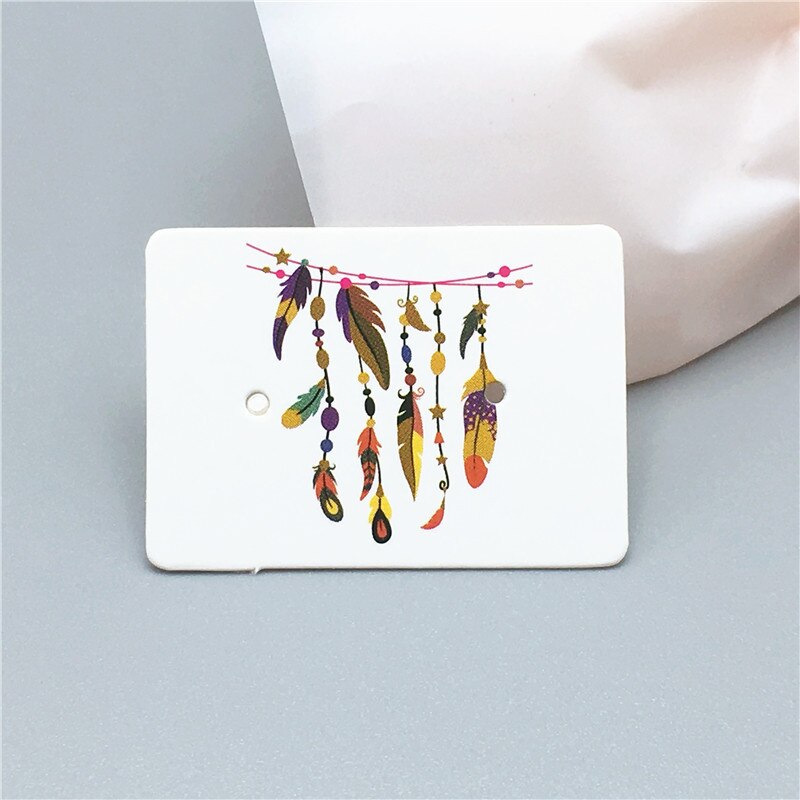 100 sztuk 2.5x3.5cm kolczyk karty opakowania stojak do kolczyków posiadacz karty karton papier typu Kraft tagi dla DIY biżuteria wyświetlacz: Feather