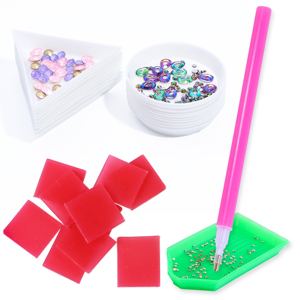 1 Set Nail Art Tools Dotting Pen Rhinestone Studs Picker Diamond Dots Painting Clay Nail Gems Holder Storage Display Tools JI992