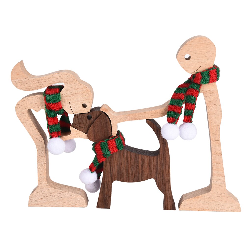Pet Decorations Craft Wooden Dog Cat Doll Ornaments Carved Model Home Office Ornaments Love Pets: M07