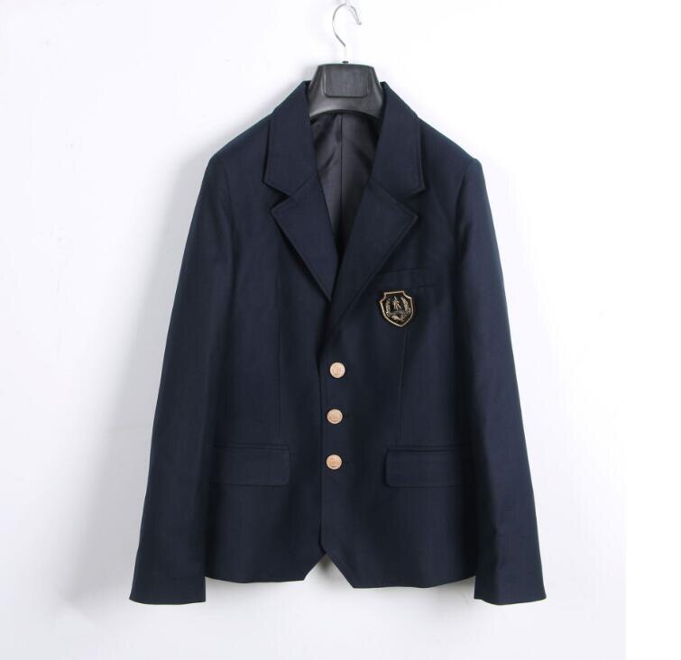 [CHI TAI] Women Spring Autumn Formal Blazers Japanese Black Long Sleeves Suit Girl Pockets Jackets Coat JK High School Uniforms: blue coat only / XXL