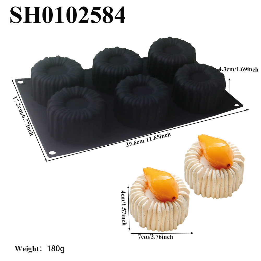 1 o 6 celle Bobina cilindrica struttura design mousse Torta Stampo Francese dolce Stampo da forno Budino fai da te dolce Stampo per cioccolato: nero