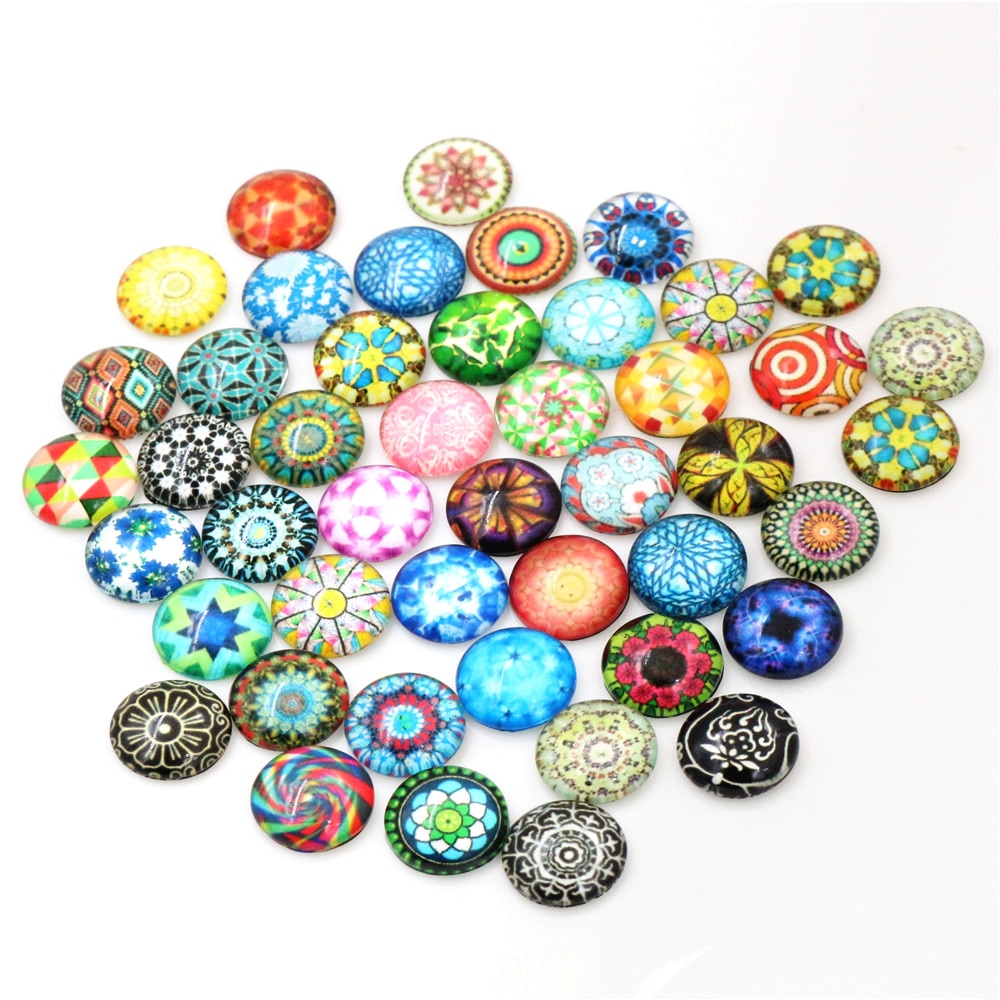 50 pçs/lote 12mm clássico promoção foto cabochons de vidro cor misturada cabochons para pulseira brincos colar bases Settings-G2-31