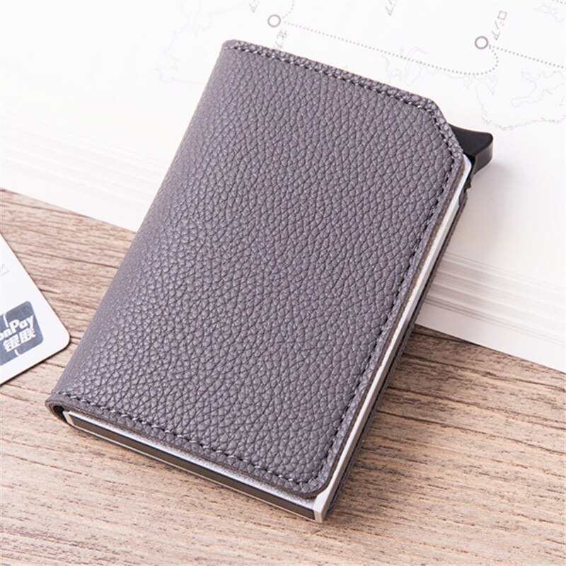 Zovyvol Rfid Pop-Up Clutch Multi Mannen En Vrouwen Unisex Card Case Multi Smart Wallet Carbon Fiber Anti-Diefstal Kaarthouder: X-57 Gray