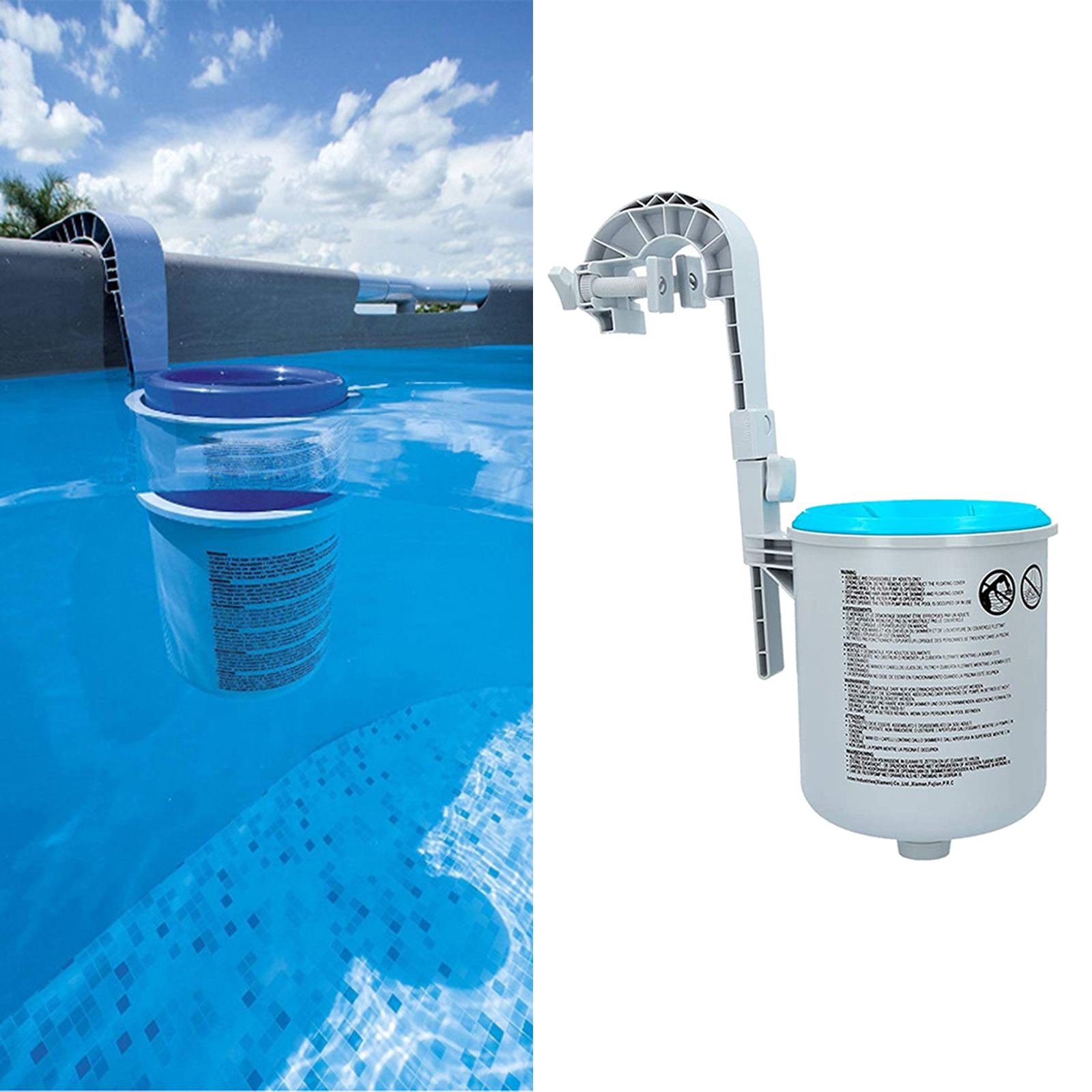 Skimmer de superficie de montaje en pared para piscina, extractor de flotación, limpieza de restos de hojas con soporte ajustable