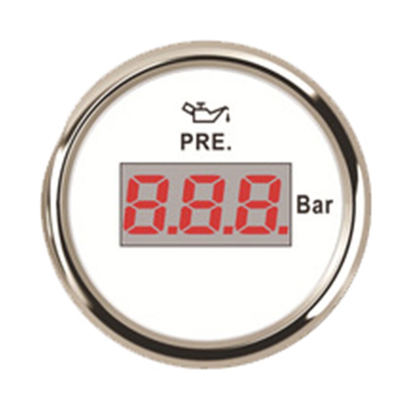 2 Inch 52MM Digital Oil Pressure Gauge 0-10 Bar 12V/24V Marine Oil Pressure Meter With Alarm Meter For Auto Car Boat Yacht Truck: WS