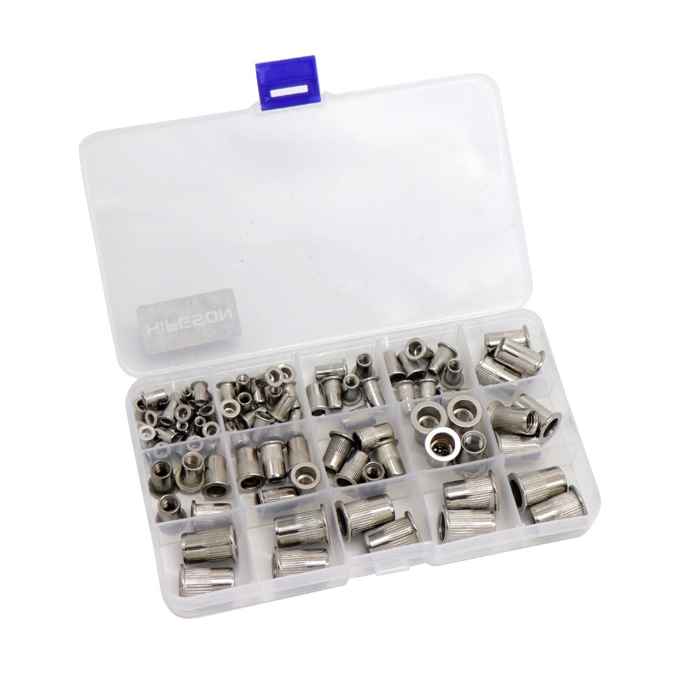 Kit 320 Pezzi Rivetti Filettati, Dadi Ad Inserimento In Acciaio Al Carbonio, 7 Misure, Zincati Gialli, Nuovi