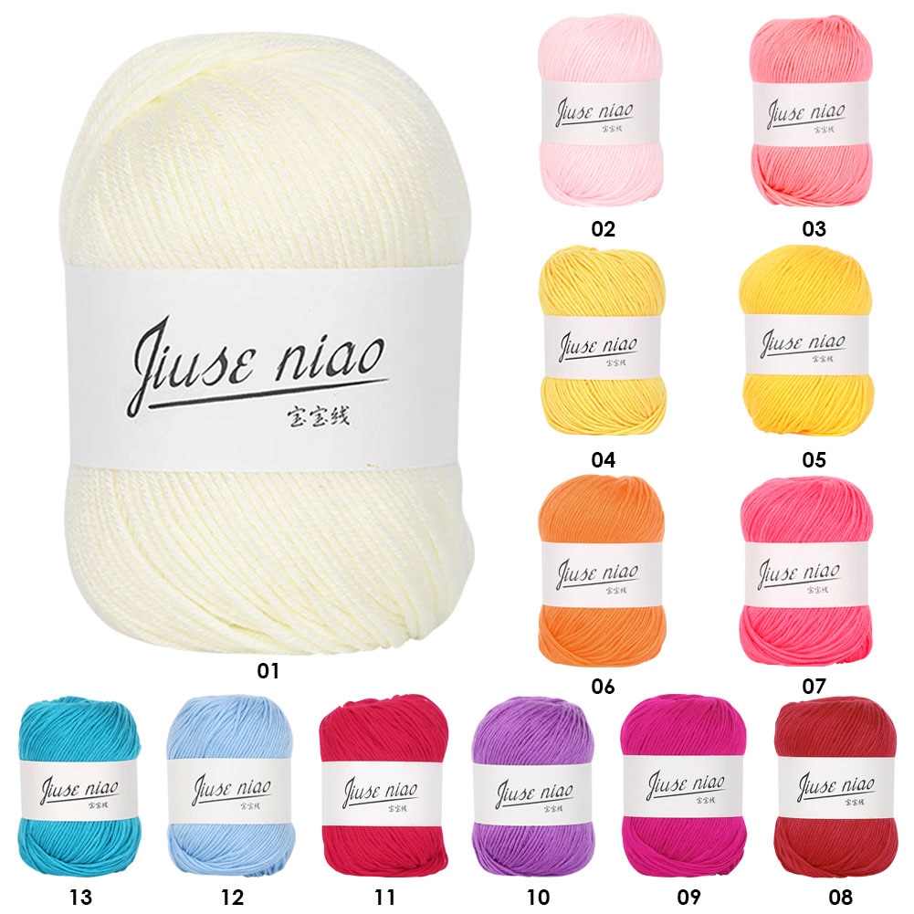 50g Pure Cotton Thin Yarn Crochet Knitting Baby Threads Soft Material DIY Tools Baby Knitted Crochet Yarn Scarves Clothes