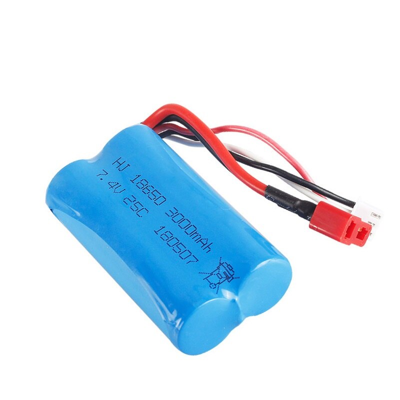 Bateria Lipo 7.4V 3000mAh 18650 2S com Conector T para Carro RC Q46 Wltoys 10428/12428/12423 - Acessório de Reposição de Alta Capacidade 7.4V