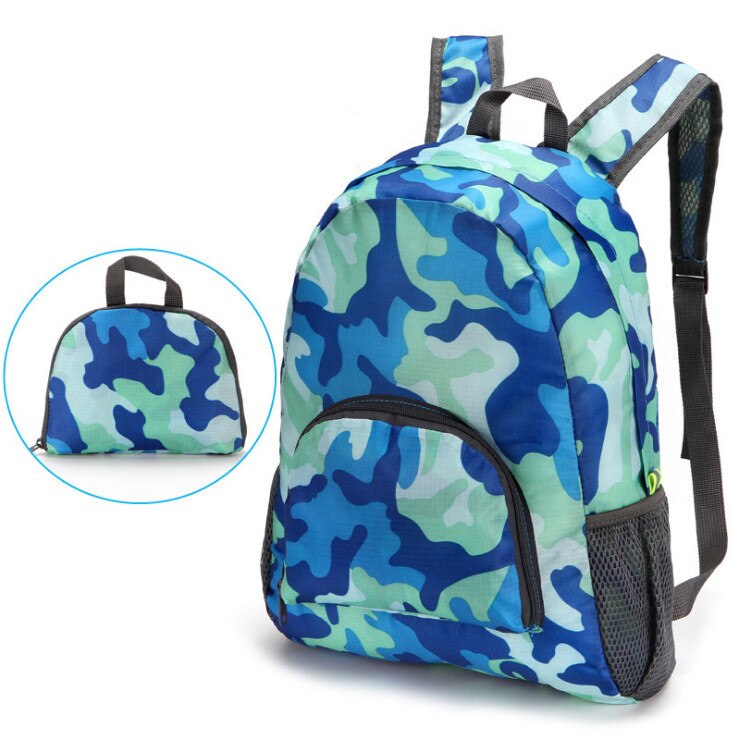 Hiking Bag Rucksack Lightweight Foldable Waterproof Nylon Women Men Skin Pack Backpack Travel Outdoor Sports Camping: Camouflage Blue