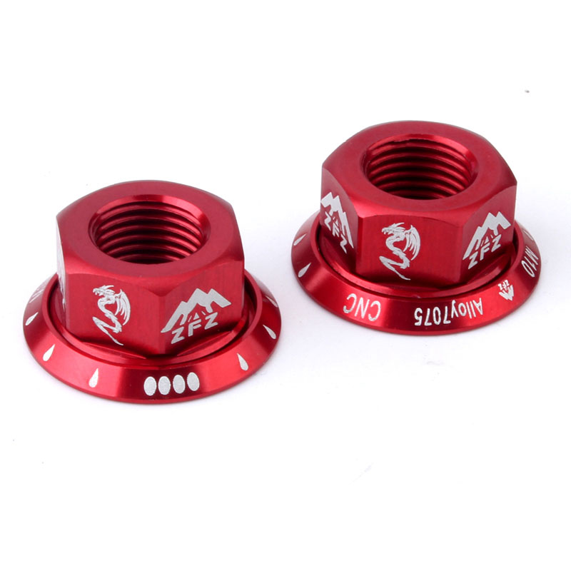 Muqzi 2 stk cykel  m10 nav møtrik aluminiumslegering bolt flange forhjul baghjul skruelåg mtb vej folde fast gear cykel: Rød