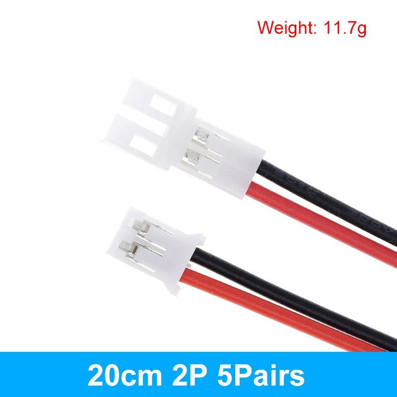 10PCS 5Pair Micro JST PH 2.0 2P 3P 4P 5P 6PIN Male Female Plug Connector With Wire Cables 20CM+20CM For Arduino MP3: 20CM Male-Female 2P