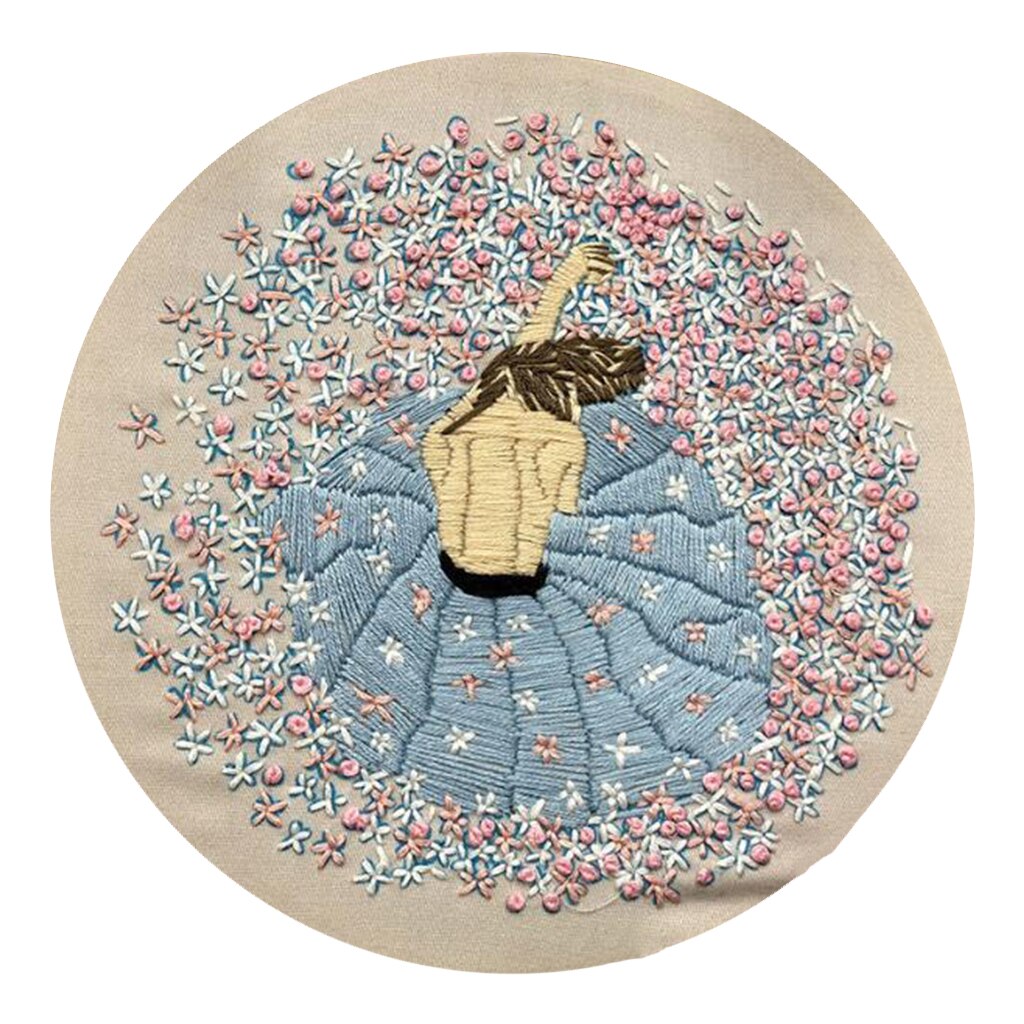 Borduurwerk Starter Kruissteek Kit Bloem Meisje Patroon 20Cm Borduurring