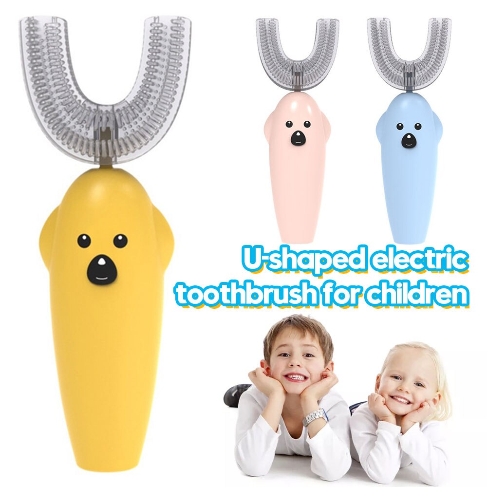 360 Degrees Sonic Automatic Children Teeth Cleaner U Type Electric Toothbrush IPX7 Waterproof Teeth Cleaning Battery Powered